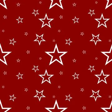 Seamless pattern with white stars on red background for fabric, paper, scrapb Stock Illustration