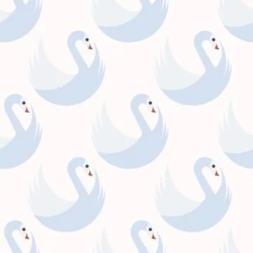 Seamless pattern with white swans in chessboard order Illustrazione stock