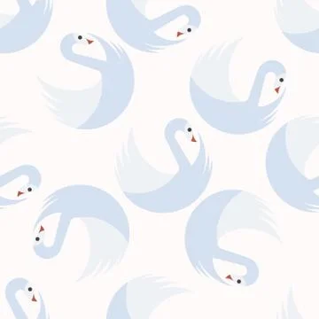 Seamless pattern with white swans in chessboard order turning around Stock Illustration