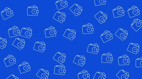 Seamless pattern of white target icons and arrows on blue background for Stock Footage 345539104