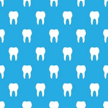 Seamless pattern, white teeth on blue background Illustrazione stock