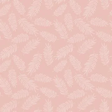 Seamless pattern with white tropical leaves on pink background Stock Illustration
