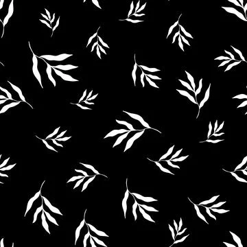 Seamless pattern of white tropical leaves Stock Illustration