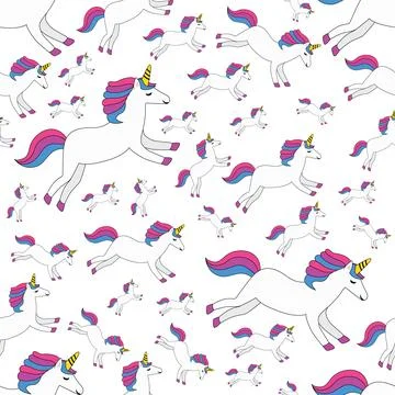 Seamless pattern with white unicorn Stock Illustration