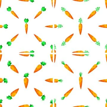 Seamless pattern with whole and sliced carrots showing healthy eating habits Stock-Illustration