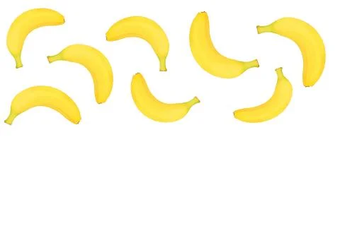 Seamless pattern from whole bananas isolated on white background with copy space Stockfoto's
