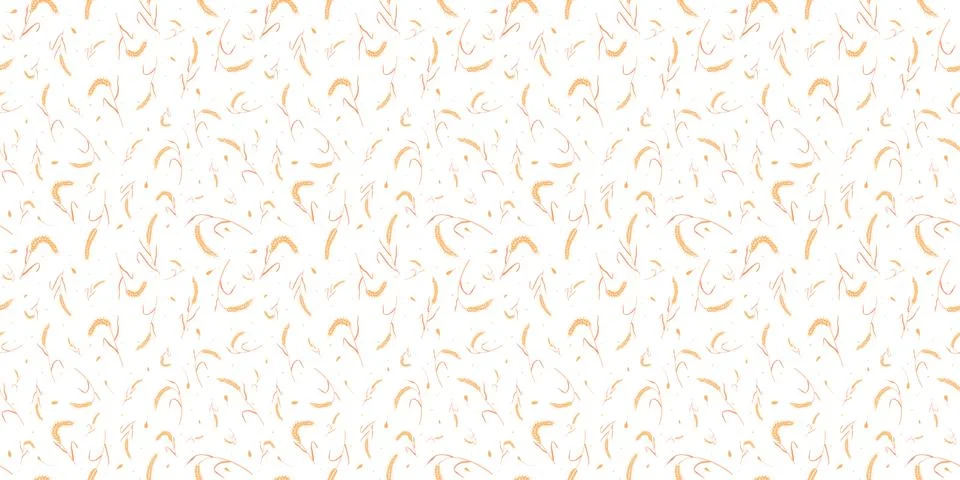Seamless pattern with whole grain seeds organic, natural ears isolated on white Stock Illustration