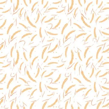 Seamless pattern with whole grain seeds organic, natural ears isolated on white Stock Illustration