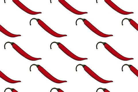 Seamless pattern of whole hot chili pepper. Mexican spicy food. Abstract Stock Illustration