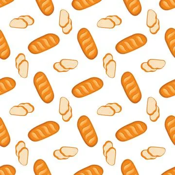 Seamless pattern with whole white loaf bread. Stock Illustration