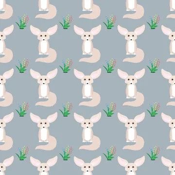 Seamless pattern. Wild Animal print. cute fennec fox Illustrazione stock