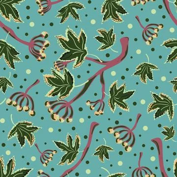 Seamless pattern with wild grape branches, leaves, and berry clusters. Autumn 스톡 일러스트