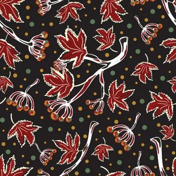 Seamless pattern with wild grape branches, leaves, and berry clusters. Autumn Illustrazione stock