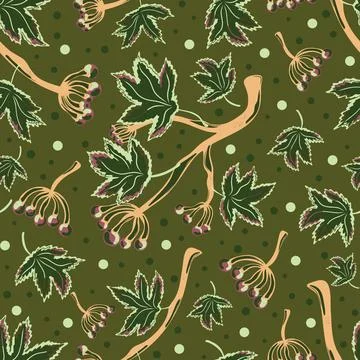 Seamless pattern with wild grape branches, leaves, and berry clusters. Autumn Illustrazione stock