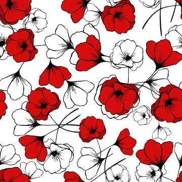 Seamless pattern with wild poppies Stock Illustration