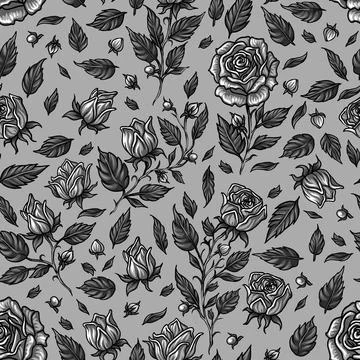 Seamless pattern with wild roses, vector illustration. Ideal for background.. Illustrazione stock