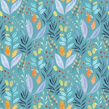Seamless pattern with wild tropical flowers. Watercolor illustration Stock Illustration