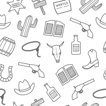 Seamless pattern with Wild West elements. Stock Illustration
