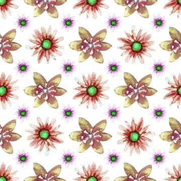 Seamless pattern with wildflowers on white background. Floral pattern for Wal Stock Illustration