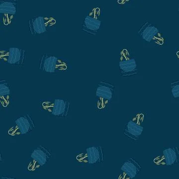 Seamless pattern wilting plant in blue pot symbolizing neglect and failure Illustrazione stock