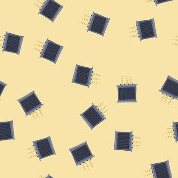 Seamless pattern windings electrical transformer cartoon vector Stock Illustration