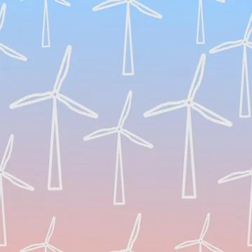 Seamless pattern with windmills against the background of a gradient 스톡 일러스트