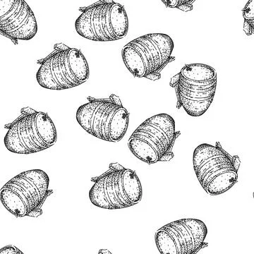 Seamless pattern Wine barrel with tap aging vintage alcohol beverage 库存插图