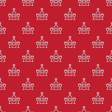 Seamless pattern with wine bottle and glasses Stock Illustration