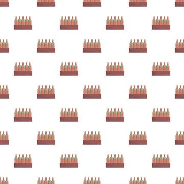 Seamless pattern with wine bottles in wooden crates 스톡 일러스트