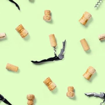 Seamless pattern wine corks on a white backlit background. wine seamless patt Stock Photos
