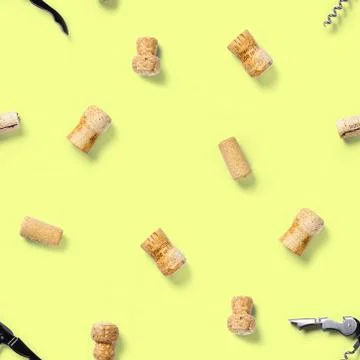 Seamless pattern wine corks on a white backlit background. wine seamless pattern Stock Photos