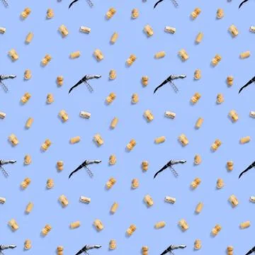 Seamless pattern wine corks on a white backlit background. wine seamless patt Stock Photos