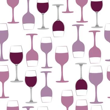 Seamless pattern with wine glass illustration Stock Illustration