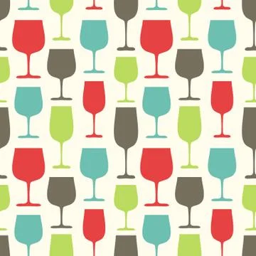 Seamless Pattern with Wine Glasses Stock Illustration