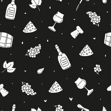 Seamless pattern with wine icons. イラスト素材