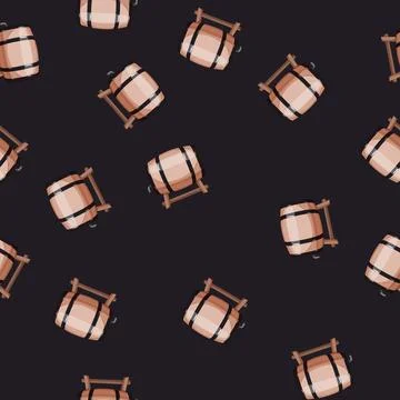 Seamless pattern winery barrel wine cartoon vector Stock Illustration