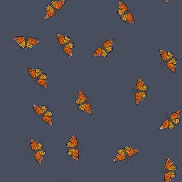 Seamless pattern wing butterfly cartoon vector Stock Illustration
