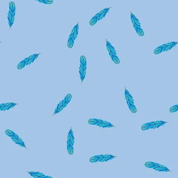 Seamless pattern wing feather exotic bird cartoon vector Stock Illustration