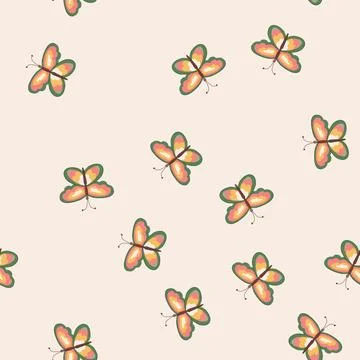 Seamless pattern winged groovy butterfly cartoon vector Illustrazione stock