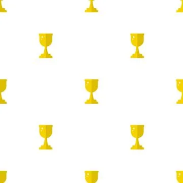 Seamless pattern with winner trophy cup icon. First place. Flat golden trophy Illustrazione stock