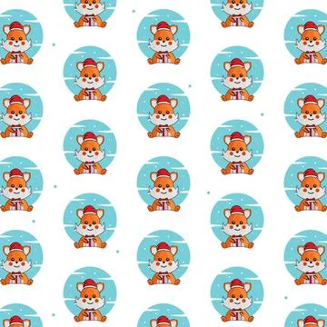 Seamless pattern winter animal fox design Illustrazione stock
