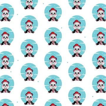 Seamless pattern winter animal panda design Illustrazione stock