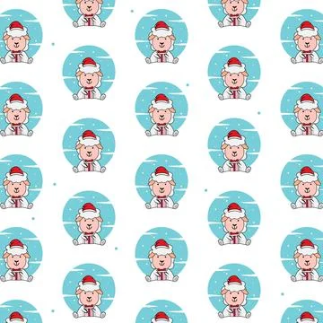 Seamless pattern winter animal sheep design Stock Illustration