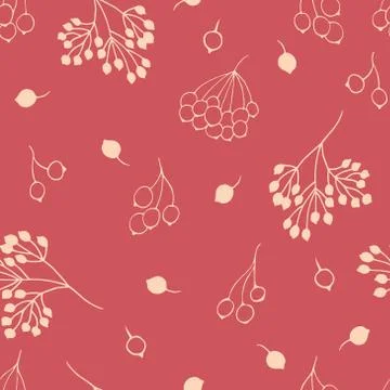 Seamless pattern with winter berry. Vector illustration. Stock Illustration