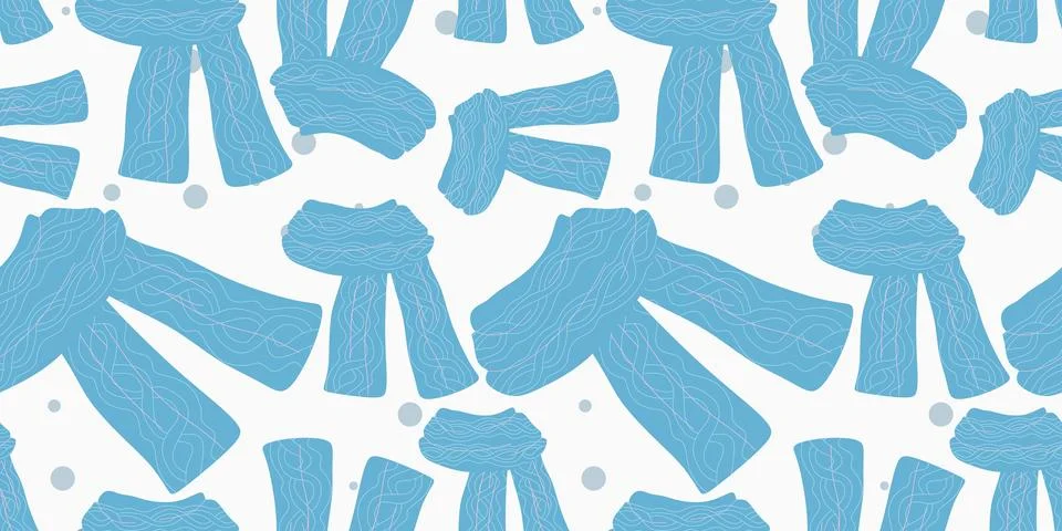 Seamless pattern of winter blue scarf. Vector flat illustration. Background f Stock Illustration