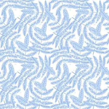 Seamless pattern with winter branch leaves on white background. Vector abstra Stock Illustration