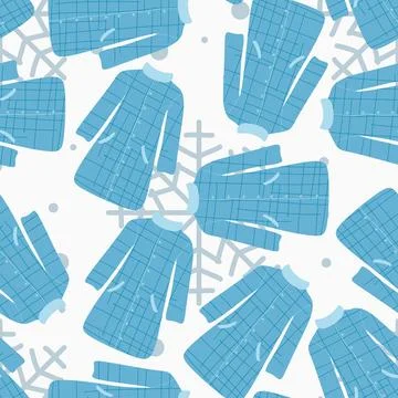 Seamless pattern with winter clothes. Coats, The vector set of winter clothes Stock Illustration