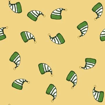 Seamless pattern winter elf santa hat cartoon vector イラスト素材