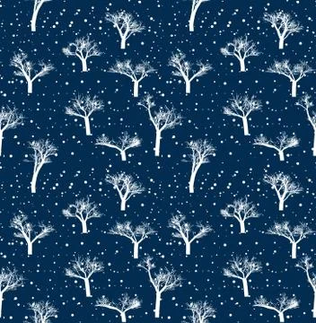 Seamless pattern winter forest decoration holiday vector illustration. Stock Illustration