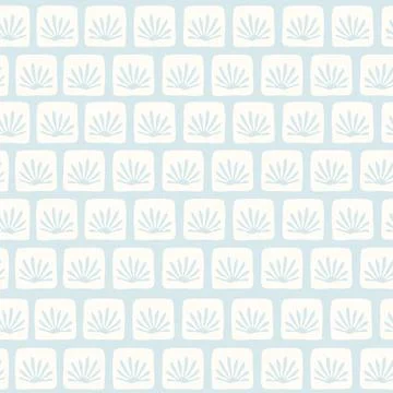 Seamless pattern winter frozen plants. Ice cubes winter print. Minimalist doodle Stock Illustration
